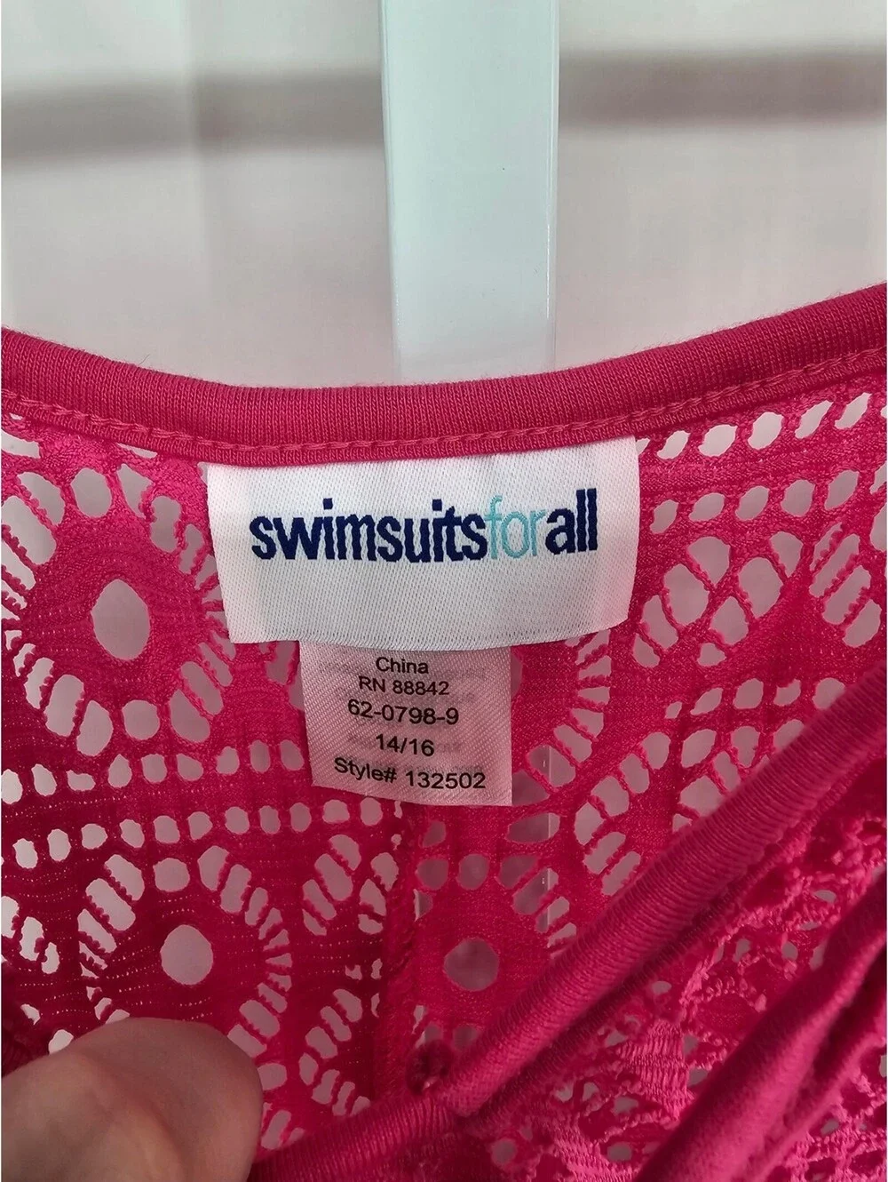 Swimsuits for All Womens Sz 14/16 Swimsuit Coverup Crochet Bright Pink NEW